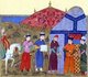Iran / Persia / Mongolia: Genghis Khan and the Chinese Ambassadors. Miniature painting from Rashid al-Din's Jami al-Tawarikh, c. 1305